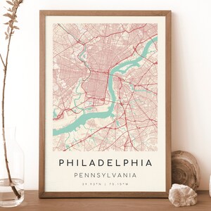 PHILADELPHIA Pennsylvania Karte Drucken | Landkarte Philadelphia | Digitales Wandbild | Philadelphia Karte Poster | Geschenk Karte | Vintage-Stil