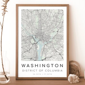WASHINGTON Distrikt of Columbia Karte Drucken | Landkarte Washington | Washington Poster | Geschenk Karte | minimalistischen Stil