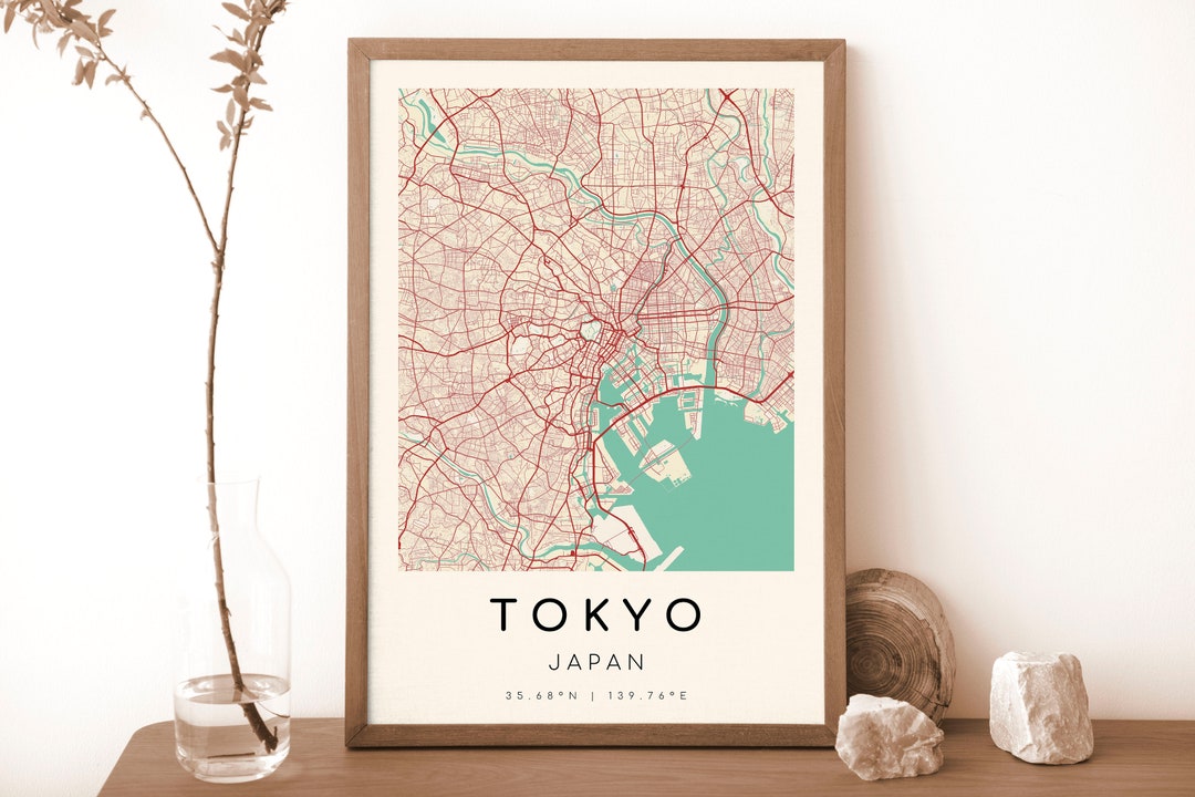TOKYO Japan Map Print | Map of Tokyo | Digital Wall Art | Tokyo City ...