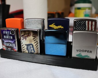 3D Printed Zippo Display Holder for 8 Zippos Black