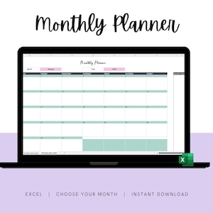 Excel Simple Monthly Calendar Template Digital Monthly Planning