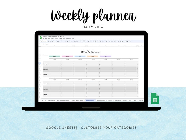 2025 Google Sheets Planning Bundle 2025 Year at a Glance Monthly ...