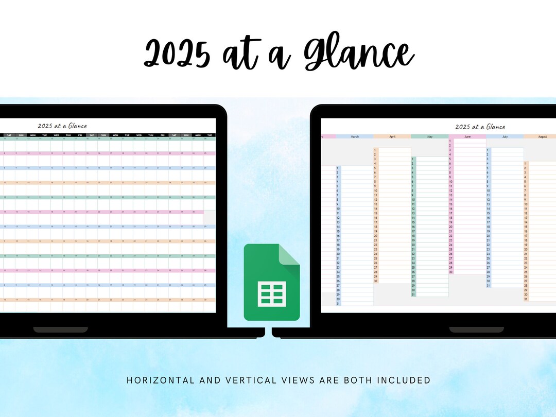 2025 at a Glance Plan Ahead Google Sheets Yearly Calendar Template