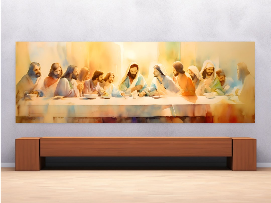Spiritual Serenity: the Last Supper Watercolor Painting for a Tranquil