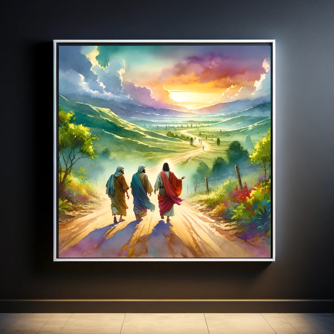 Road to Emmaus: Bible Inspired Artwork in Vibrant Colors - Etsy