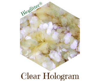 Bioglitter® | Klares Hologramm | Umweltfreundlicher, biologisch abbaubarer Glitter | Hexagon | Kerzen DIY | Kosmetikqualität | Badebomben Herstellung | Vegan |