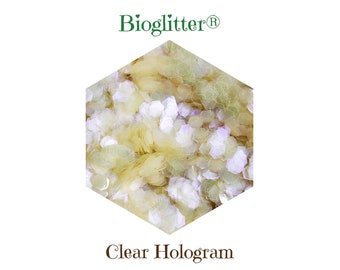 Bioglitter® / Ologramma trasparente / Glitter biodegradabili ecologici / Esagono / Candele fai da te / Grado cosmetico / Produzione di bombe da bagno / Vegan /