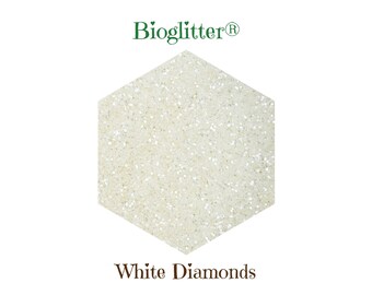 Bioglitter® / Diamanti bianchi / Glitter biodegradabili ecologici / Esagono / Candele fai da te / Grado cosmetico / Realizzazione di bombe da bagno / Vegano /