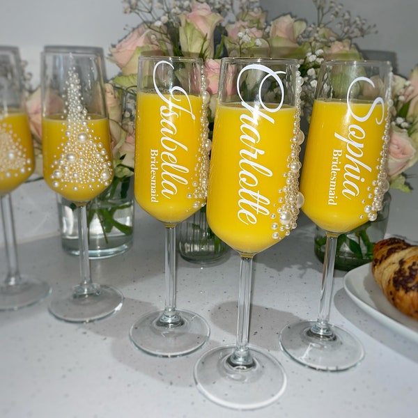 Personalised Crystal Glass Pearl Champagne Flute