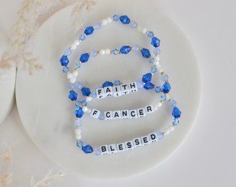 Personalized letter bracelet, stretchy bracelet, light blue sapphire glass