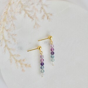 Fluorite Gradient Natural Stone Faceted Crystal dangle earrings image 4
