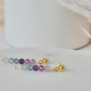 Fluorite Gradient Natural Stone Faceted Crystal dangle earrings image 3