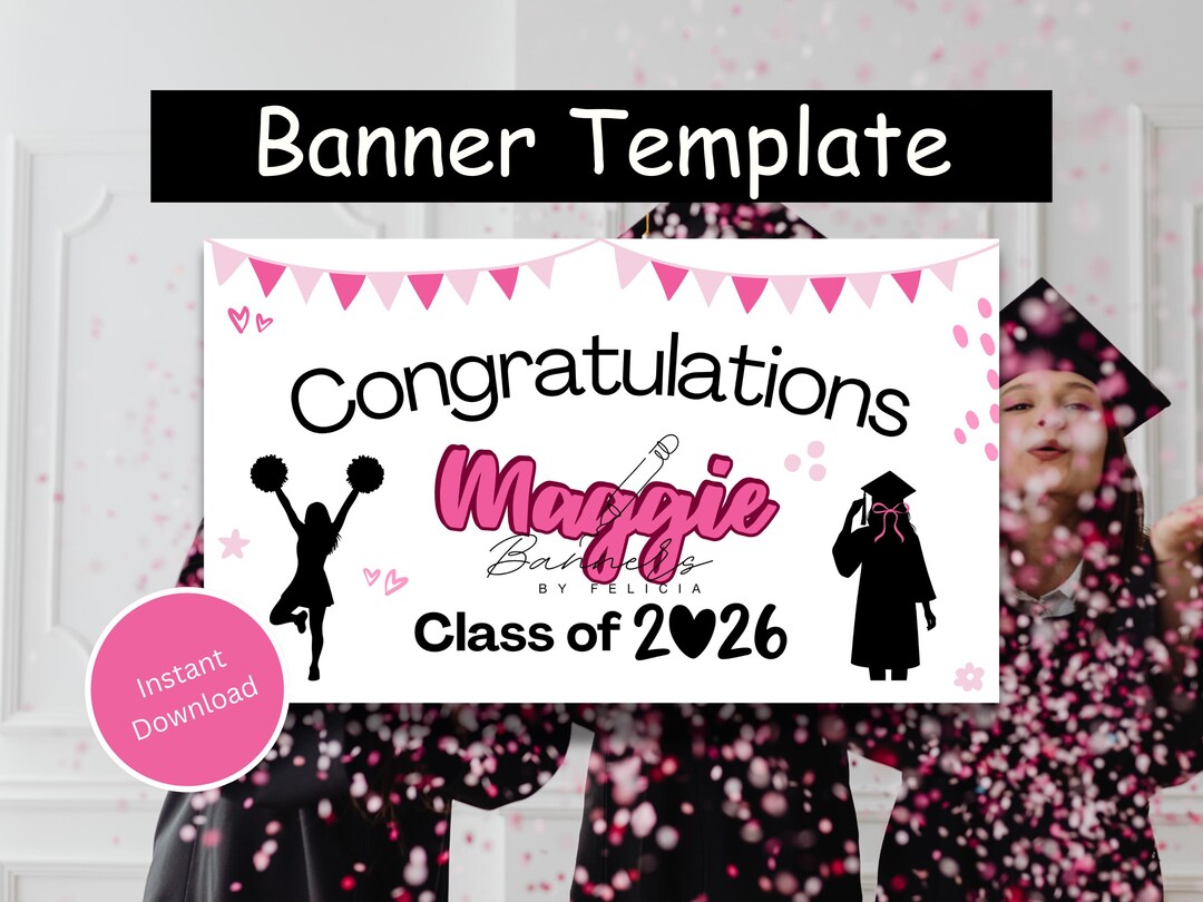 Editable Graduation Banner Template: Class of 2026 Party Decor (digital ...