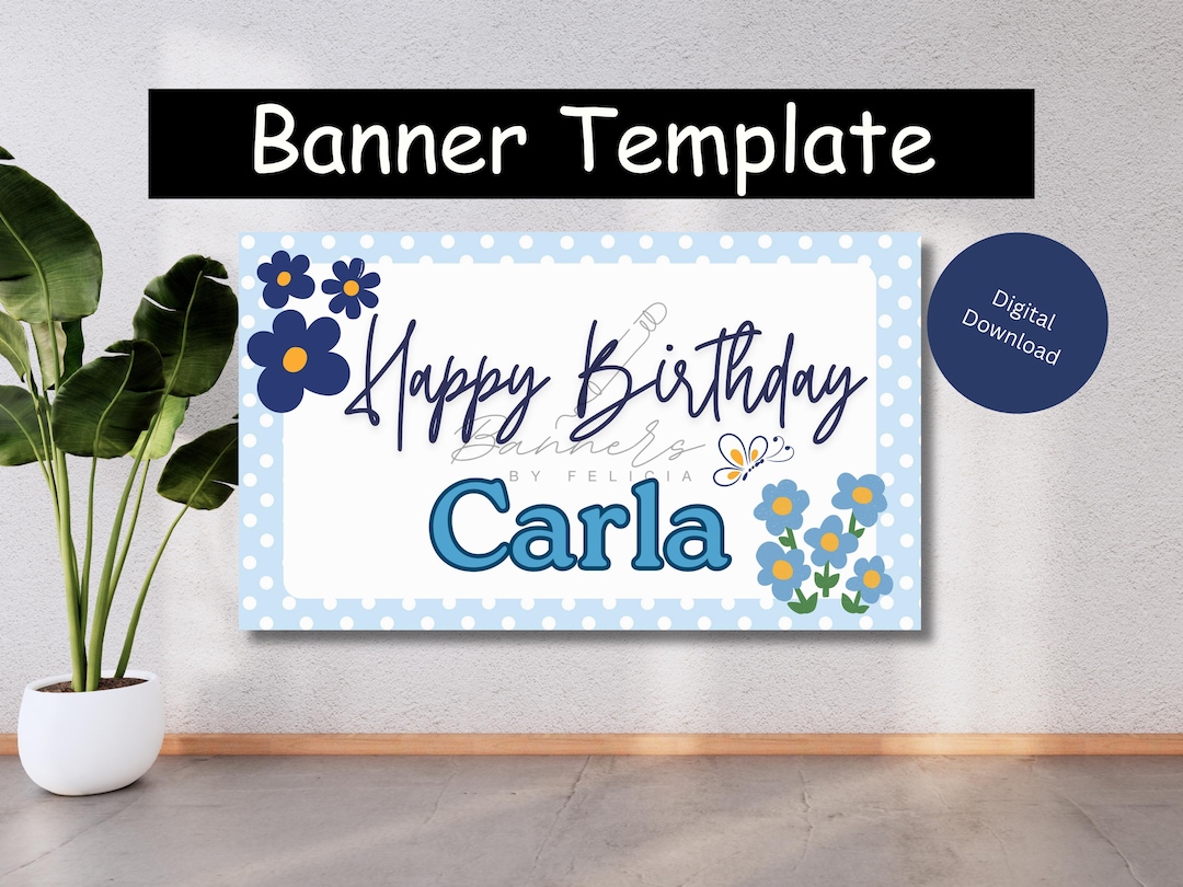 Painted Happy Birthday Banner Template: 60x35" Editable Canva Design
