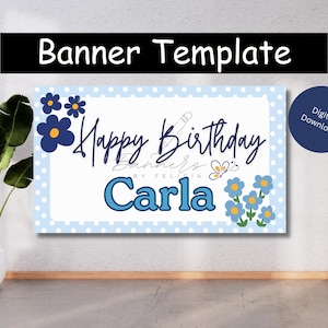 Happy Birthday Banner – Painted Banner Template | 60x35&quot; Editable Canva Design | Banner | Canva Template | Painted Happy Birthday Banner