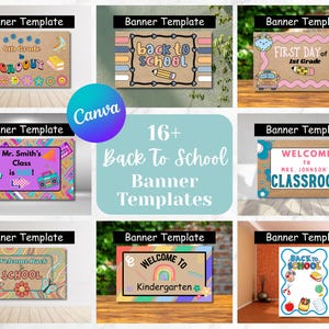 Back to School Banner Mega Bundle – 16 Painted Templates | Editable Canva Designs in Multiple Sizes | Canva Templates | Painted Banners