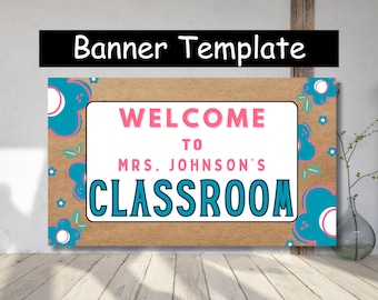 Modello modificabile per striscioni di ritorno a scuola: decorazioni per l'aula (Canva Pro, download digitale)