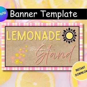 Pink Lemonade Banner Template: Editable Canva Summer Party Sign (Digital Download) image 1