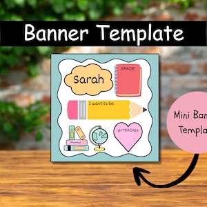 Mini Back to School Banner Template | 35&quot; x 35&quot; | Editable Canva Design | DIY Painted Banner |Digital Download | Canva Banner Template