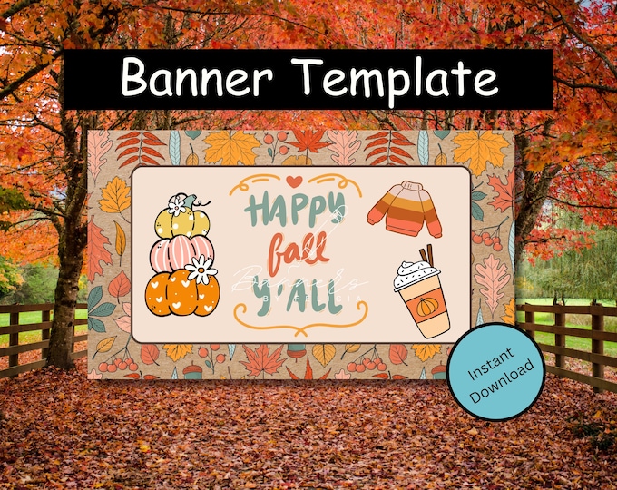 Fall Painted Banner Template: Editable Autumn Decor (60x35" Canva Pro ...