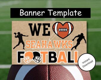Editable Football Banner Template: Game Day, Homecoming, Team Spirit (60x35")