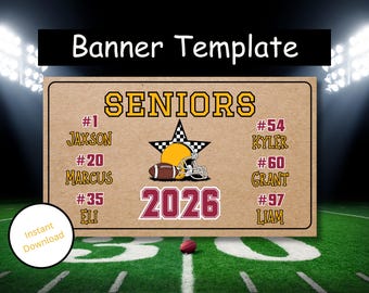 Senior Night Football Banner Template: Editable Canva Design (Digital Download)