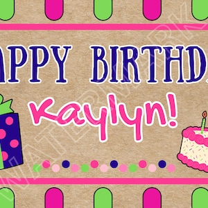 Happy Birthday Banner – Painted Banner Template | 60x35&quot; Canva Design for Parties & Classrooms | DIY Banner Template | Canva Template
