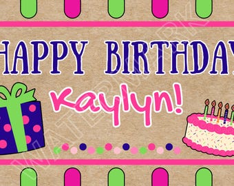 Painted Happy Birthday Banner Template: 60x35" Canva Pro Design (Digital Download)