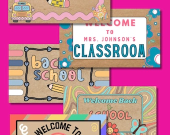 Painted Banner Templates: Classroom Decor, Bulletin Board Designs (Digital Bundle, Canva Pro Edit)