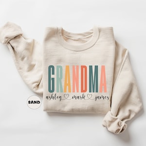 Custom Grandma Sweatshirt, Personalized Nana Hoodie With Grandchildren Names, Retro Grammy Outfit, Gigi Birthday Gift,  Mothers Day Gift