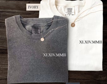 Comfort Colors® Personalized Roman Numeral Tshirt, Custom Matching Couple Roman Numeral Shirt, Valentines Day Gifts, Matching Couples Outfit