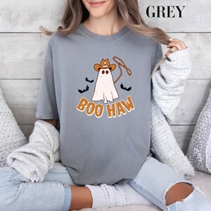 Comfort Colors® Halloween Boo Haw Shirt, Cowboy Halloween Shirt, Country Cowgirl Halloween Tee, Cowboy Ghost Shirt, Retro Fall Shirt image 3