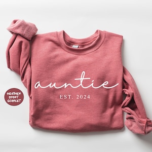 Personalized Auntie Sweatshirt, Custom Aunt Hoodie With Est Date, New Aunt Outfit, Baby Announcement Clothings, Family Matching Gifts