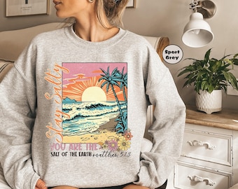 Bluza Stay Salty, chrześcijańska bluza z kapturem, strój z wersetem biblijnym, modna bluza z kapturem na plażę, odzież dla osób wierzących, odzież dla miłośników Jezusa, prezenty dla chrześcijańskich kobiet