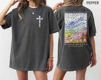 Masterpieces Christian Comfort Colors® T-shirt, Bible Verse Shirt, Cross Outfit, Faith Clothing, Jesus Lover Tee, Christian Church Tee Gifts