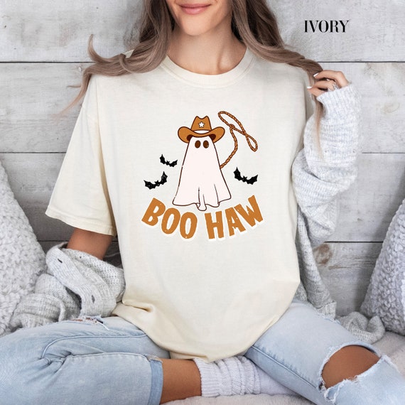 Comfort Colors® Halloween Boo Haw Shirt, Cowboy Halloween Shirt, Country Cowgirl Halloween Tee, Cowboy Ghost Shirt, Retro Fall Shirt
