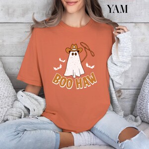 Comfort Colors® Halloween Boo Haw Shirt, Cowboy Halloween Shirt, Country Cowgirl Halloween Tee, Cowboy Ghost Shirt, Retro Fall Shirt image 5