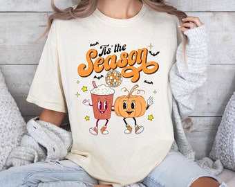 Comfort Colors® koffieshirt herfst, schattig shirt Pumpkin Spice, T-shirt Pumpkin Latte Drink, Halloween-shirt Coffee Lover, Graphic T-shirt vrouwen herfst