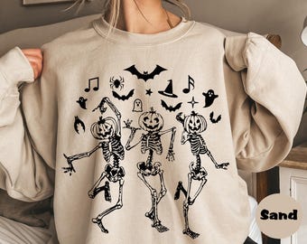 Dancing Skeleton Sweatshirt, Halloween Party Hoodie, Halloween Skeleton Outfit, Funny Skeleton Clothing, Spooky Season Trick Or Treat Hoodie