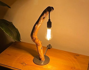 Seltene und einzigartige Lampe aus Treibholz, Holzlampe, Tischlampe