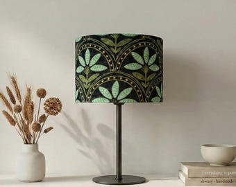 Lampshade “Geometric Floral” with floral pattern in green in modern boho style