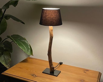 Grande petite lampe en bois flotté, lampe en bois, lampe de table