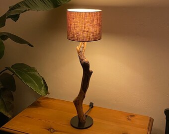 Fantástica lámpara de madera flotante, lámpara de madera, lámpara de mesa