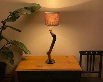 Lampe fantastique en bois flotté, lampe en bois, lampe de table