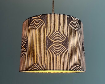 Lampenschirm "Geometric Lines" aus Baumwollstoff