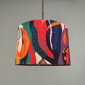 Lampshade Abstract Flowers made of cotton fabric image 1