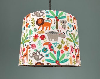 Lampshade "Animals" for children made of cotton fabric