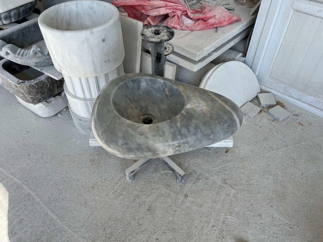 Marble Sink Grey Marble Sink Natural Stone Sink Wall Etsy