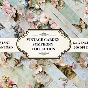 Coleção de papéis digitais Shabby Chic, 20 designs para download instantâneo, papéis para scrapbook JPG de 12" x 12" (300 dpi), diário de lixo, uso comercial