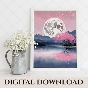 Watercolor Cherry Blossom | Sakura Wall Art | Japanese Wall Art | Floral Wall Art Decor | Pink Floral Poster | Asian Inspired Artwork
